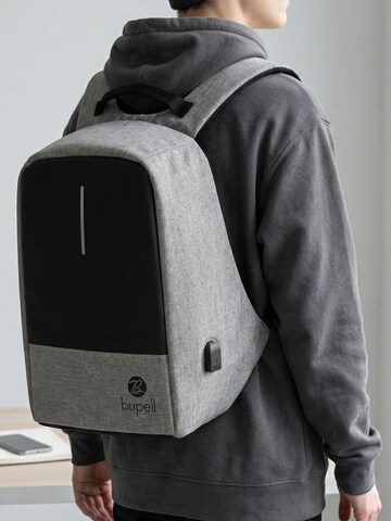 bupell Backpack 'Laptop & Anti-Diebstahl' in Grey: front
