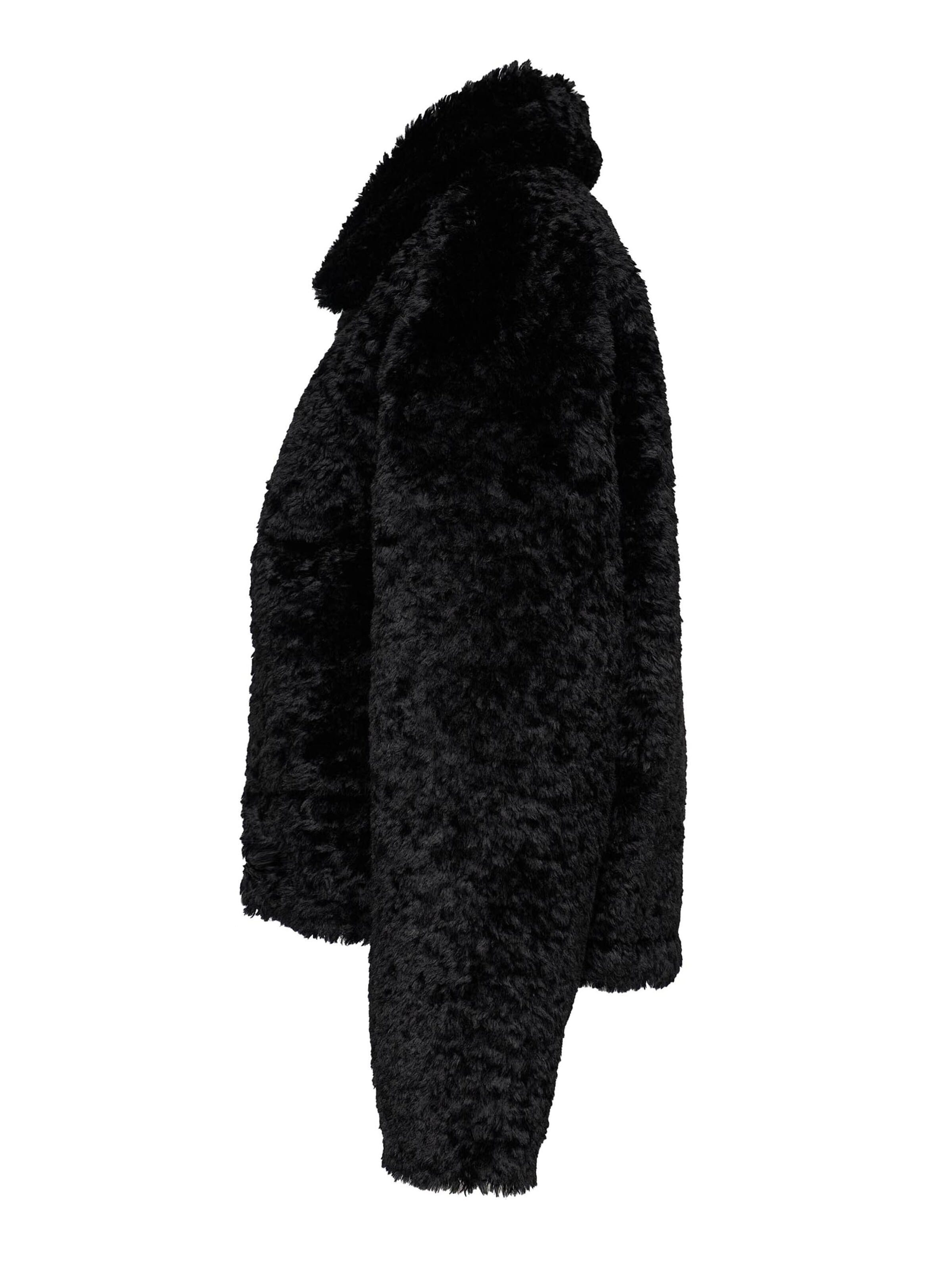 MANISA Between-season jacket 'Kunstpelzjacke' in Black