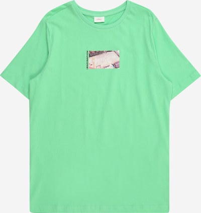 s.Oliver T-shirt i beige / ljusgrön / svart / vit, Produktvy