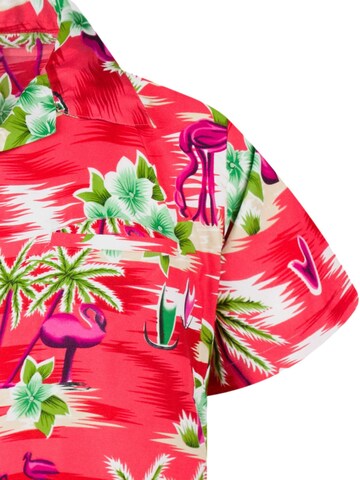 King Kameha Shirt 'Flamingos' in Rot