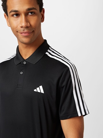ADIDAS PERFORMANCE - Camisa funcionais 'Train Essentials Piqué 3-Stripes' em preto