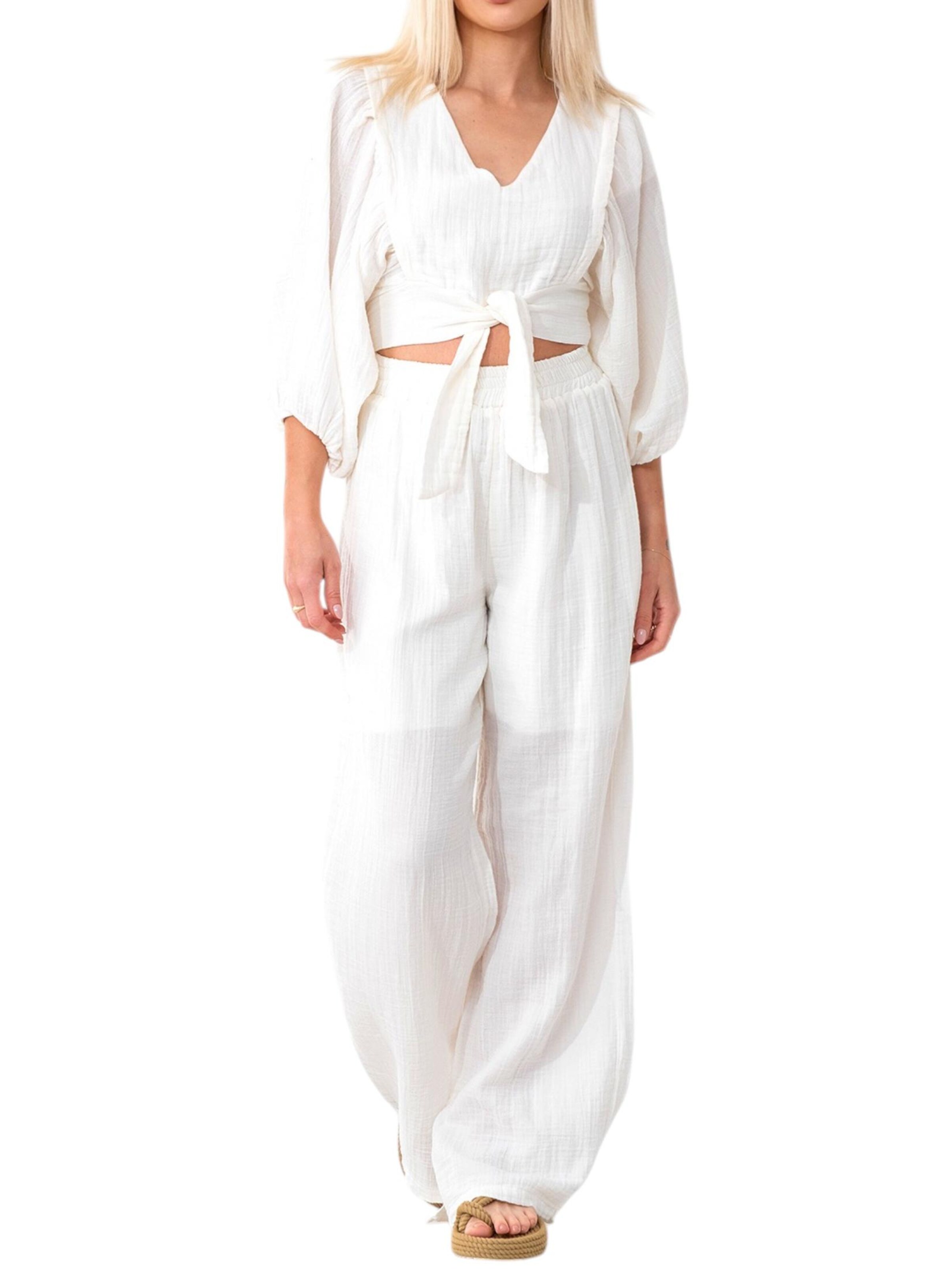 WENOR Hjemmedragt 'FLOWSET' i hvid