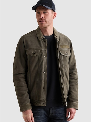 PME Legend Overgangsjakke 'Air Leather jacket' i grøn: forside