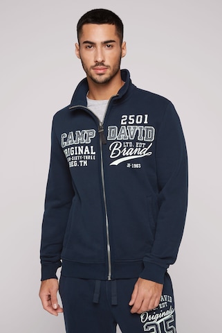 CAMP DAVID Sweat jacket in Blue: front