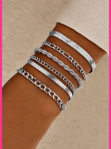 NTHIRTYTHREE Jewelry Set 'Schmuckset 6 Stück vergoldeter Edelstahl Armbänder Schmuck - (6-tlg), Angebot - Damen Herren mit Schmuckbox - Sale bis 31.07.2026' in Silver: front