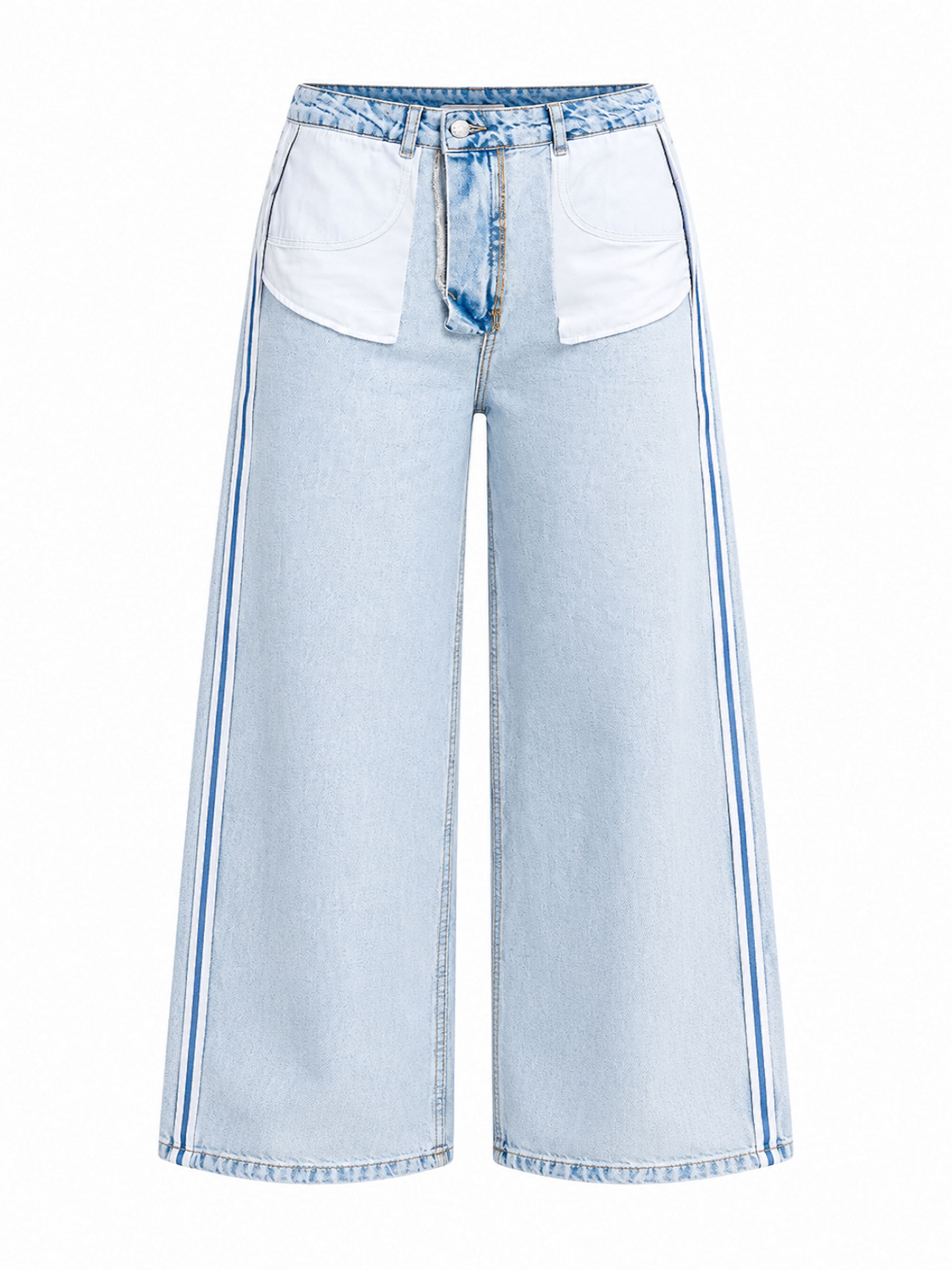 IT'S BASIC Jean 'REVERSE BAGGY MID RISE JEANS' en 34/28 en bleu clair, Vue avec produit