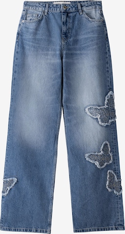 Bershka Wide leg Jeans in Blue: front