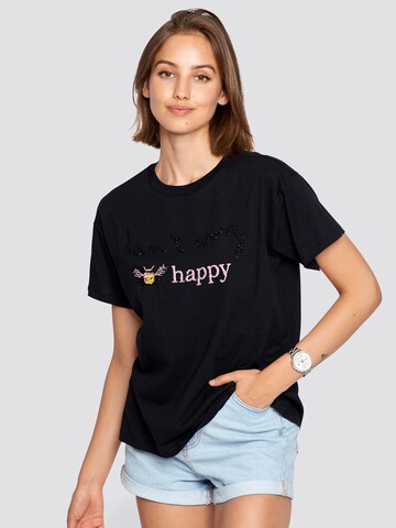 FRESHLIONS Shirt ' Happy ' in Zwart