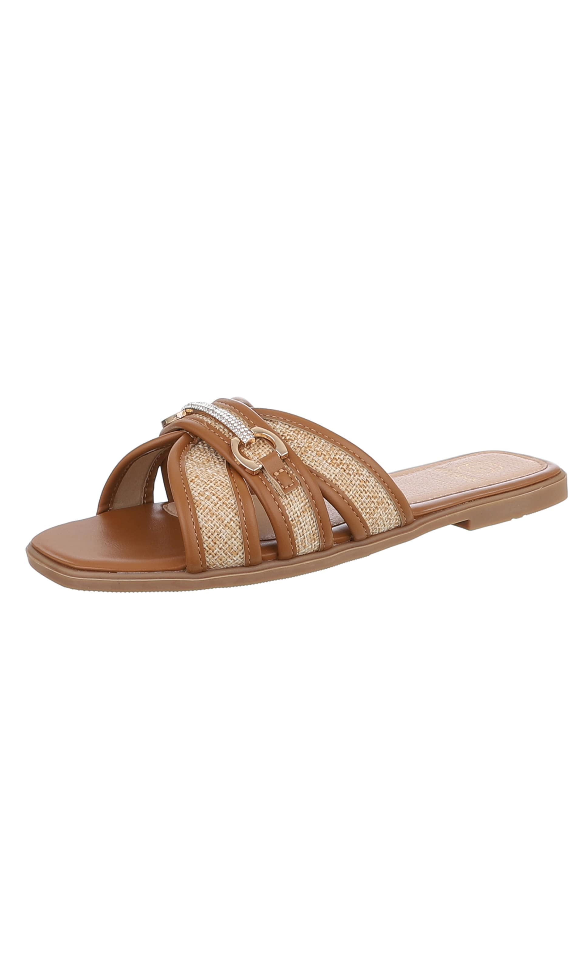 Ital-Design Pantolette in Beige: Vorderseite