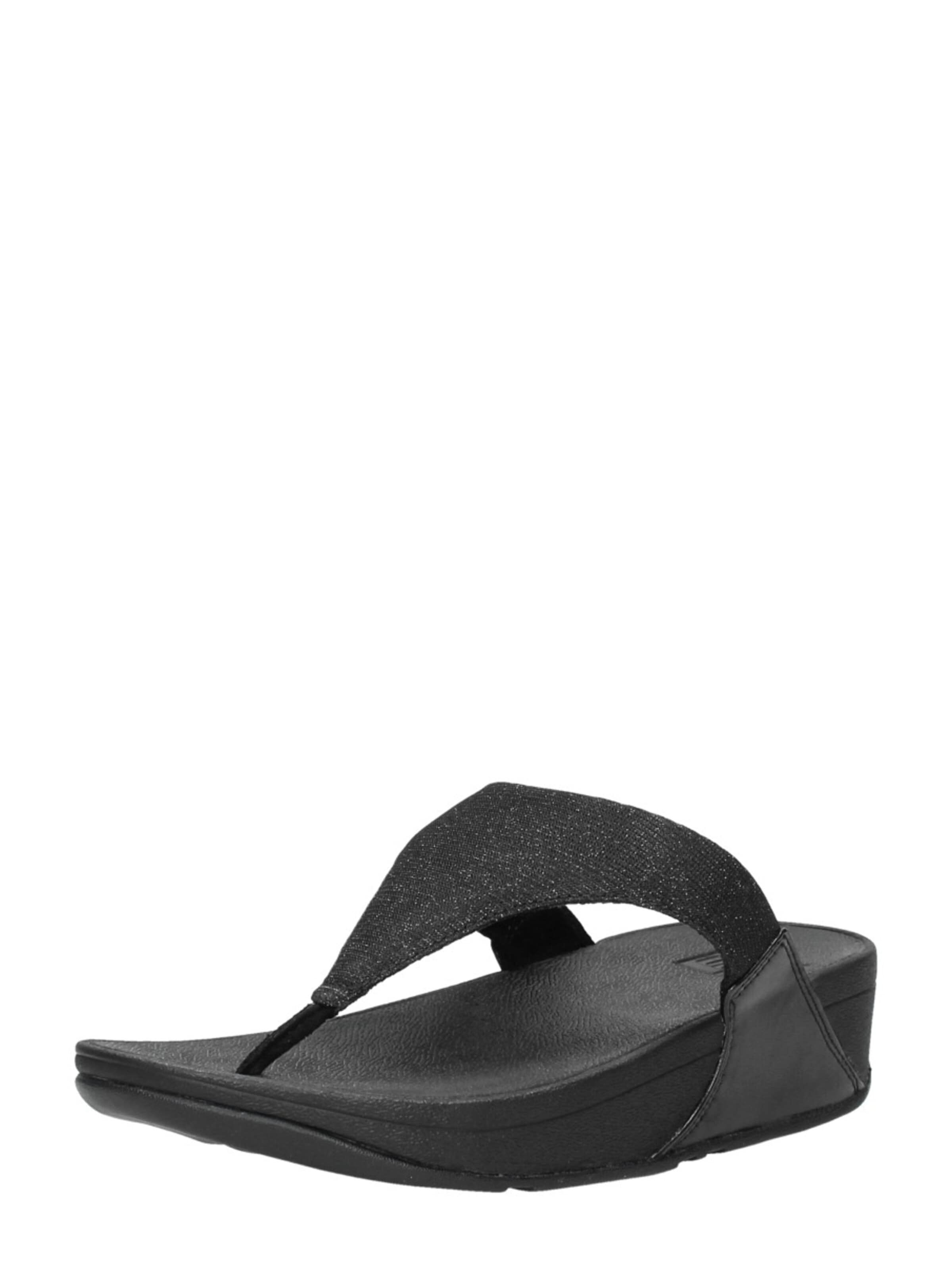 FitFlop Teenslipper 'Lulu Shimmerlux Toe - Post Sandals' in Zwart