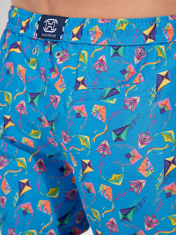 HOM Zwemshorts ' Beach Boxer Lido ' in Blauw