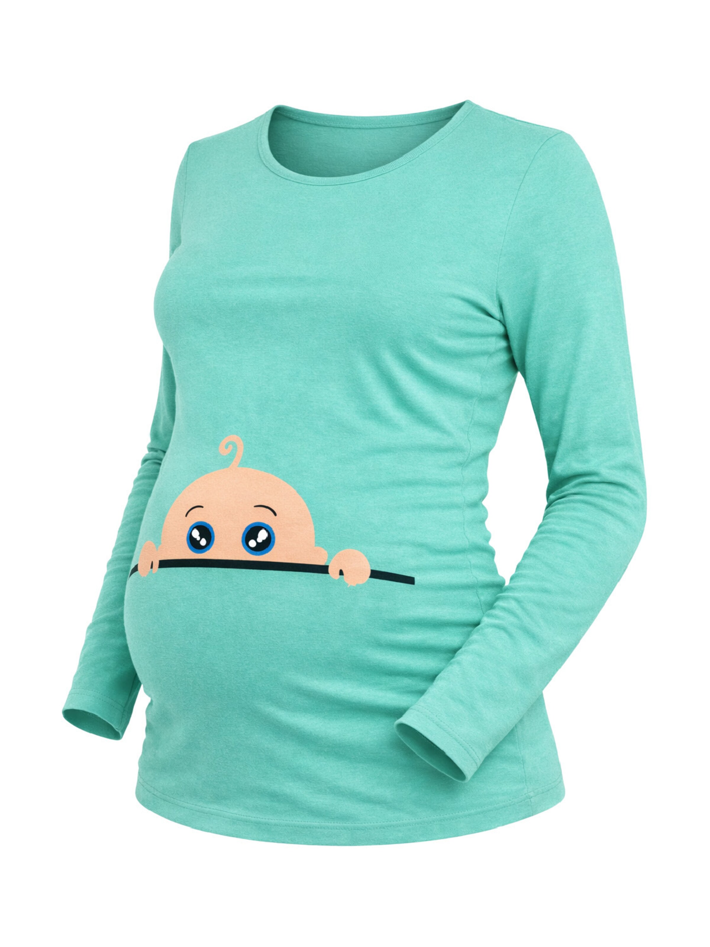 M.M.C. Shirt 'Neugieriges Baby Umstandslangarmshirt' in Blue: front