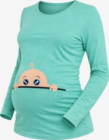 M.M.C. Shirt 'Neugieriges Baby Umstandslangarmshirt' in Blue: front