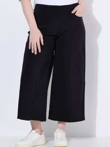 Ulla Popken - Perna larga Calças em preto: frente