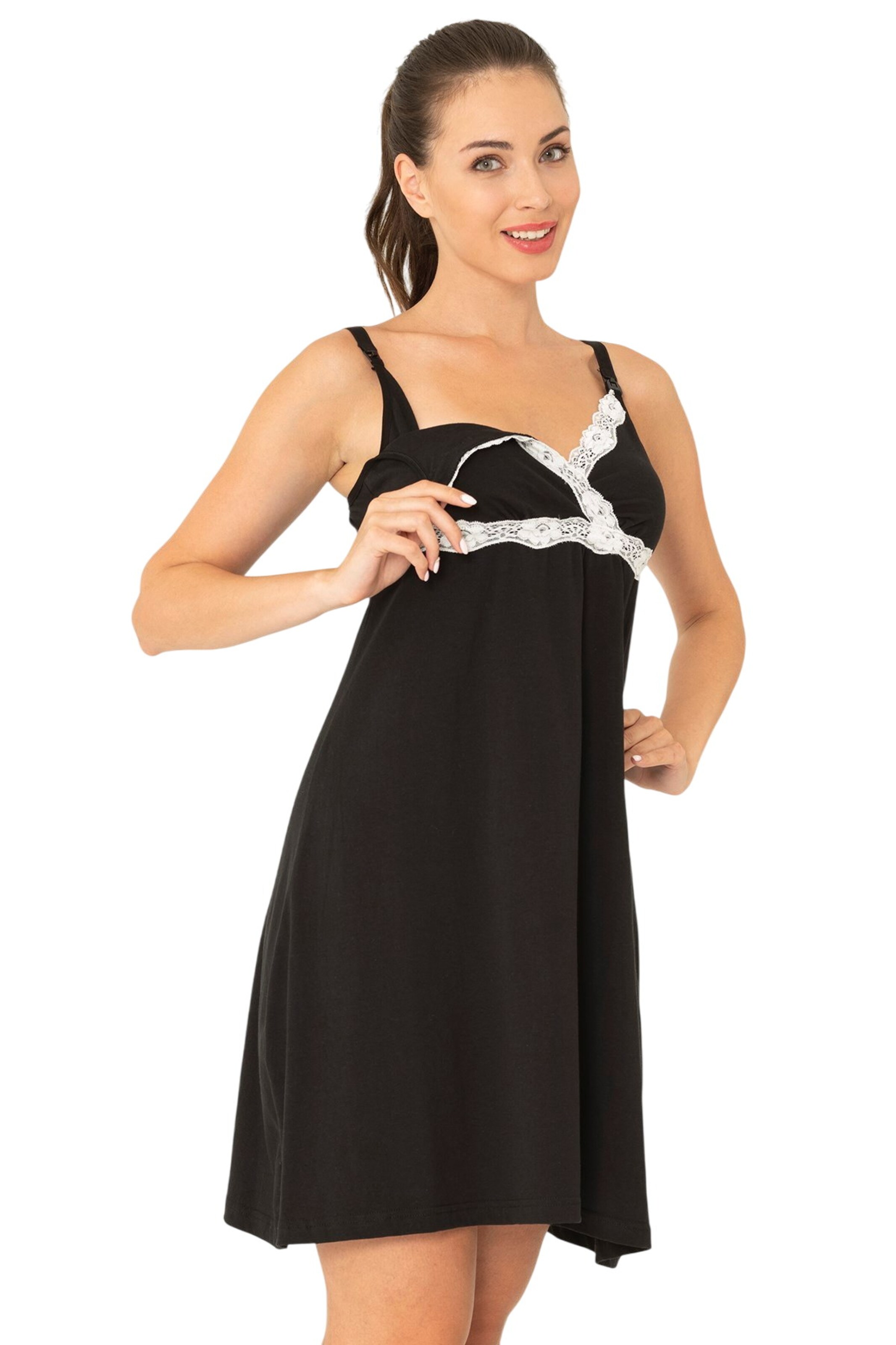 For You Moda Negligee in Black