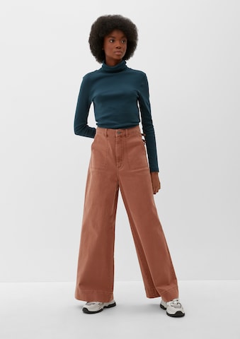 QS Wide Leg Jeans in Braun