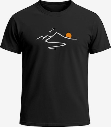 Neverless Shirt 'Mountain Trail' in Schwarz: Vorderseite