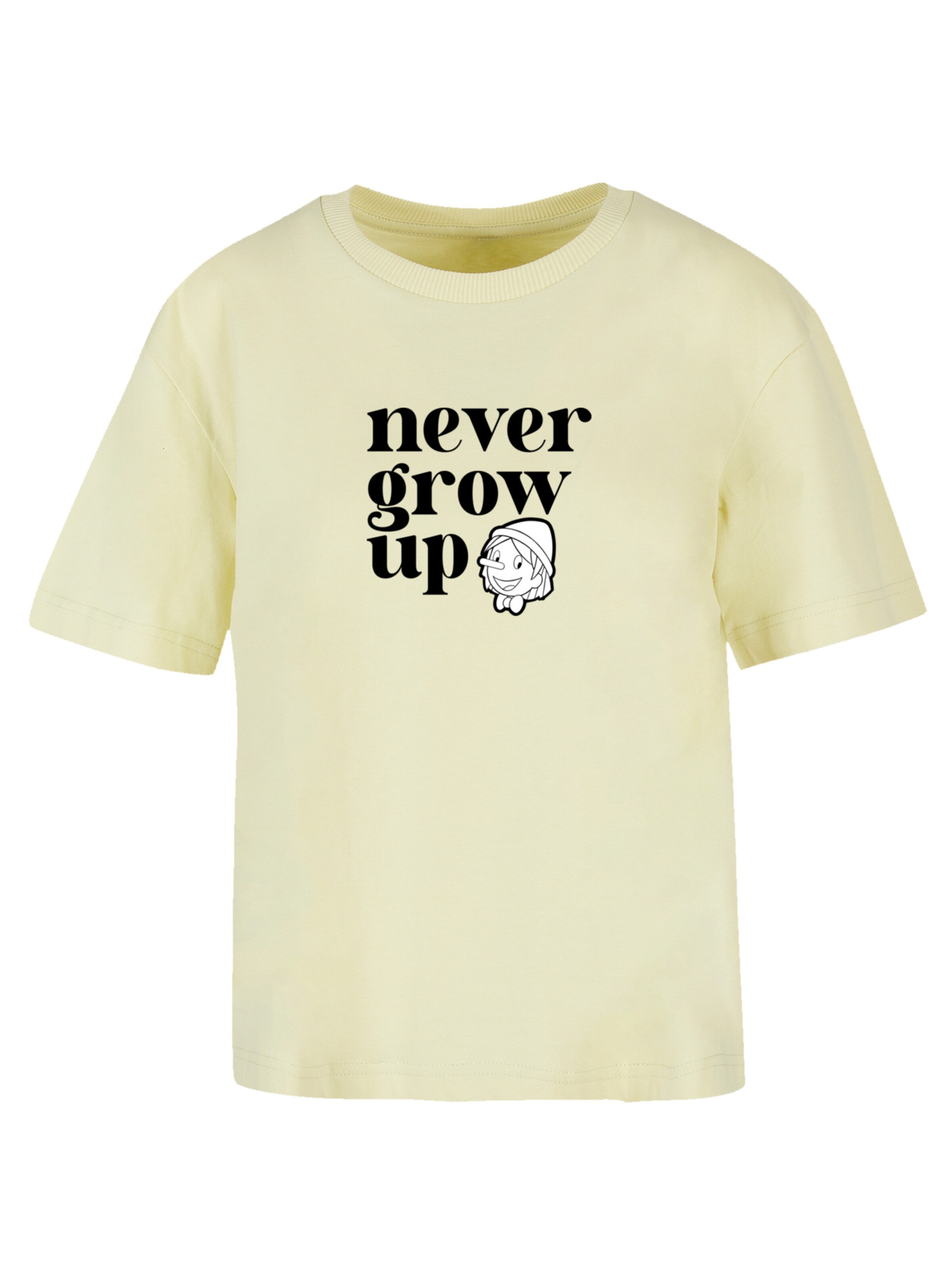 F4NT4STIC Shirt 'Heroes of Childhood Pinocchio Never Grow Up' in Geel: voorkant