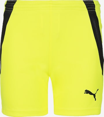 PUMA Regular Workout Pants 'TeamLiga' in Yellow: front