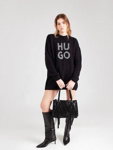 Rochie tricotat 'Sloguis' de la HUGO pe negru: față