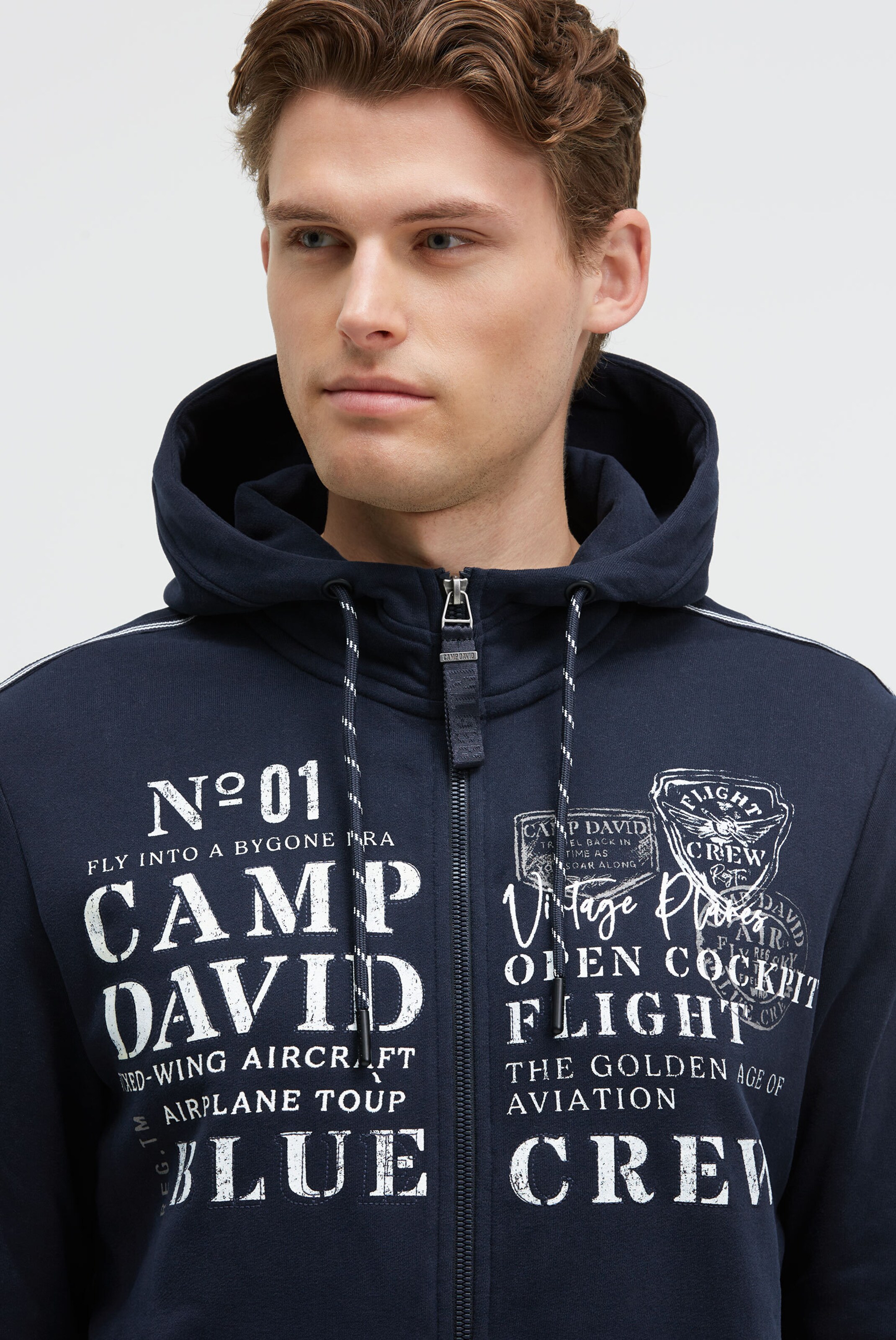 CAMP DAVID Zip-Up Hoodie in Navy | ABOUT YOU