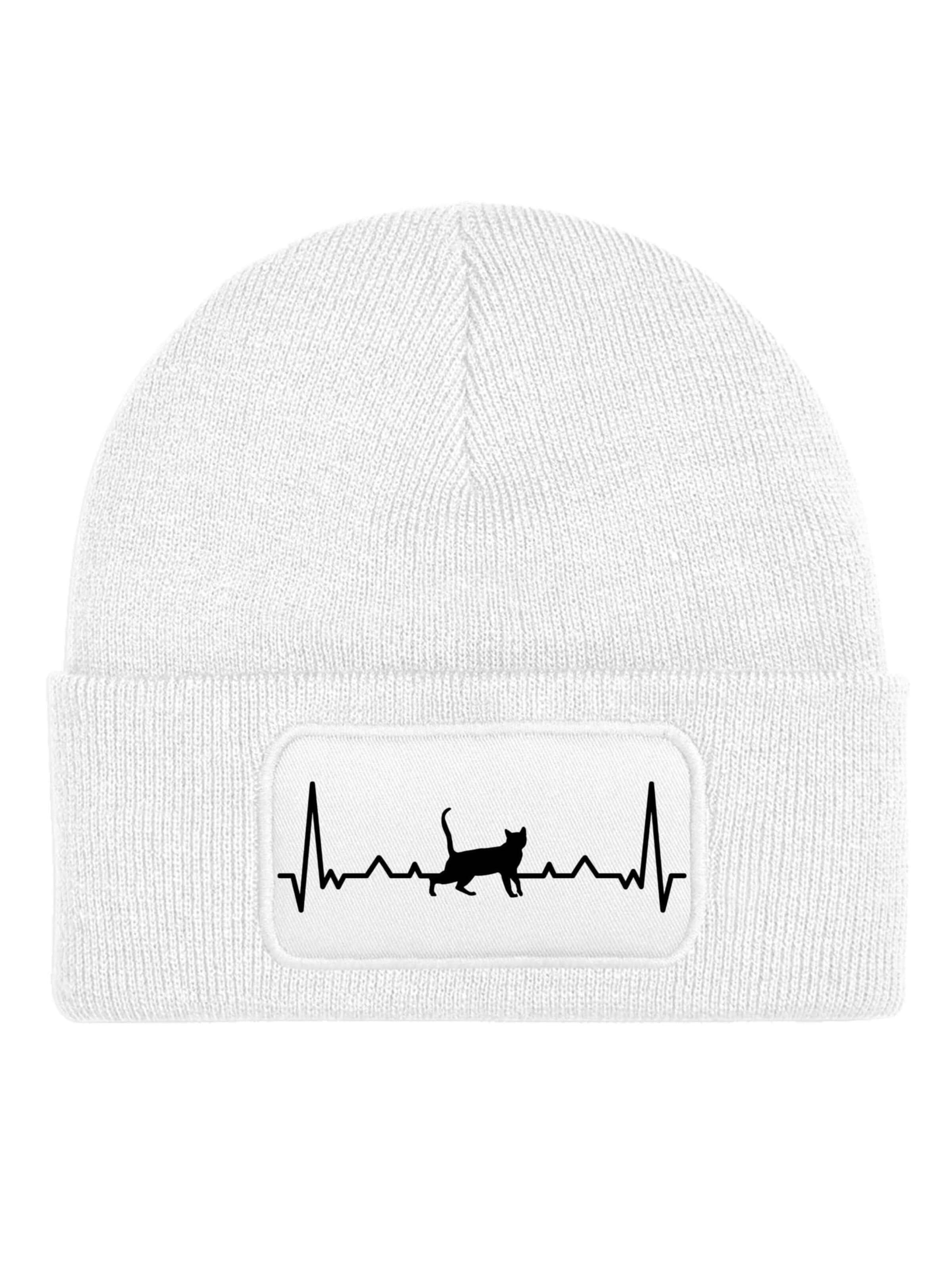 Youth Designz Beanie 'Heartbeat Katze' in White: front