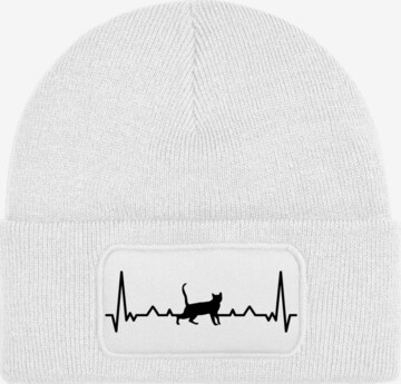 Youth Designz Mütze 'Heartbeat Katze' in Weiß: Vorderseite