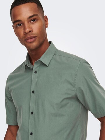 Only & Sons Regular fit Button Up Shirt 'Sane' in Green