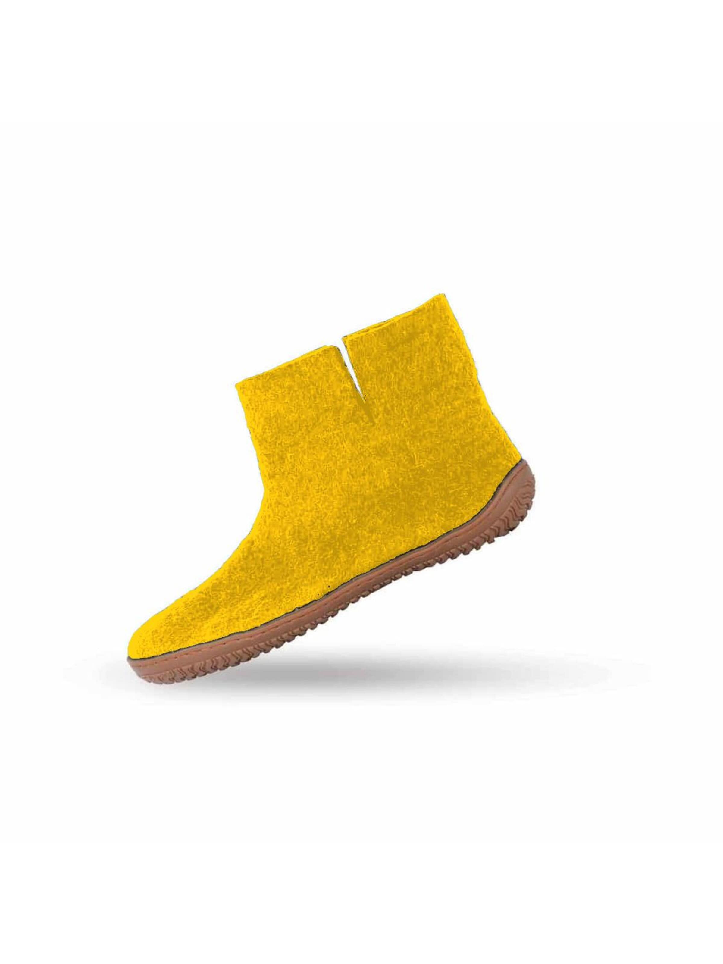 SHUS walk with nature Boots 'Uldstøvle (100% ren uld) m/gummisål - Dansk Design fra SHUS' in Geel: voorkant