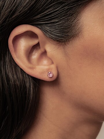 Hey Happiness Oorbellen 'Pink Gemstone' in Goud