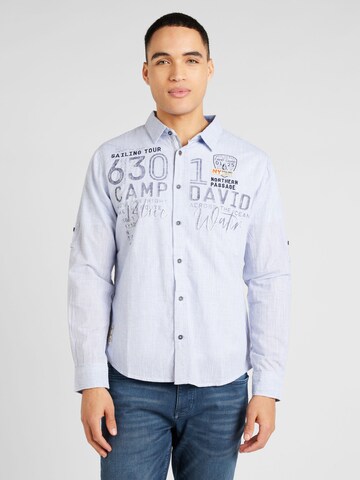 CAMP DAVID Regular fit Button Up Shirt in Blue: front