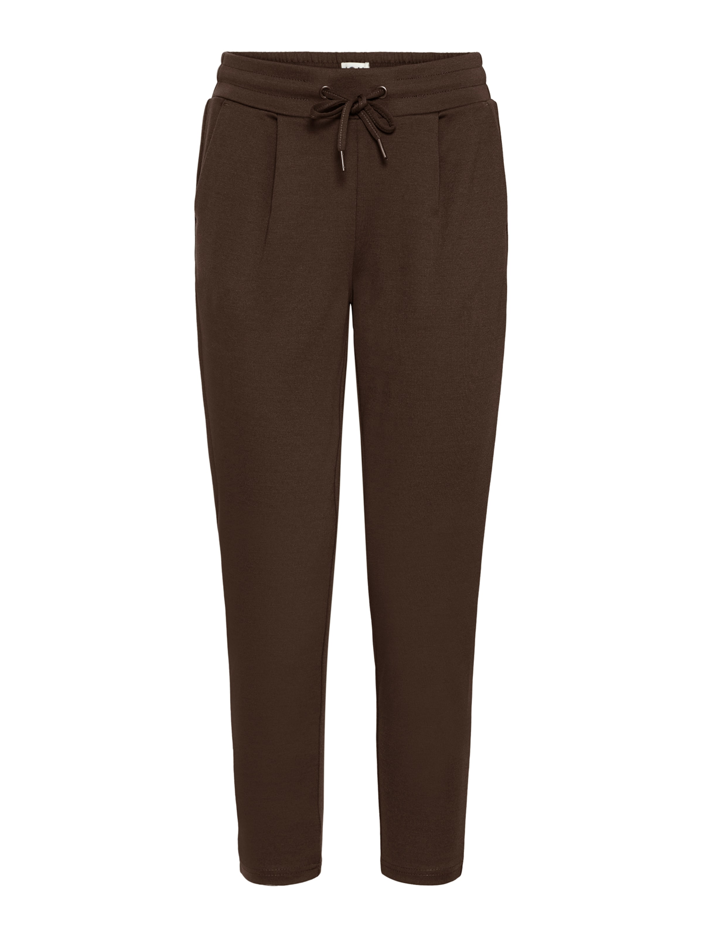 ICHI Tapered Pleat-Front Pants 'ICHKate' in Brown: front