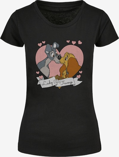 ABSOLUTE CULT T-Shirt 'Lady And The Tramp - Love' in braun / grau / altrosa / schwarz, Produktansicht