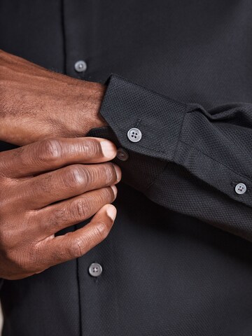 Next Slim fit Button Up Shirt in Black