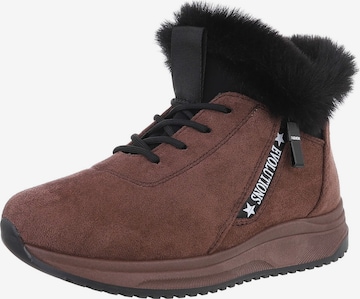 Ital-Design Lace-Up Ankle Boots in Brown: front