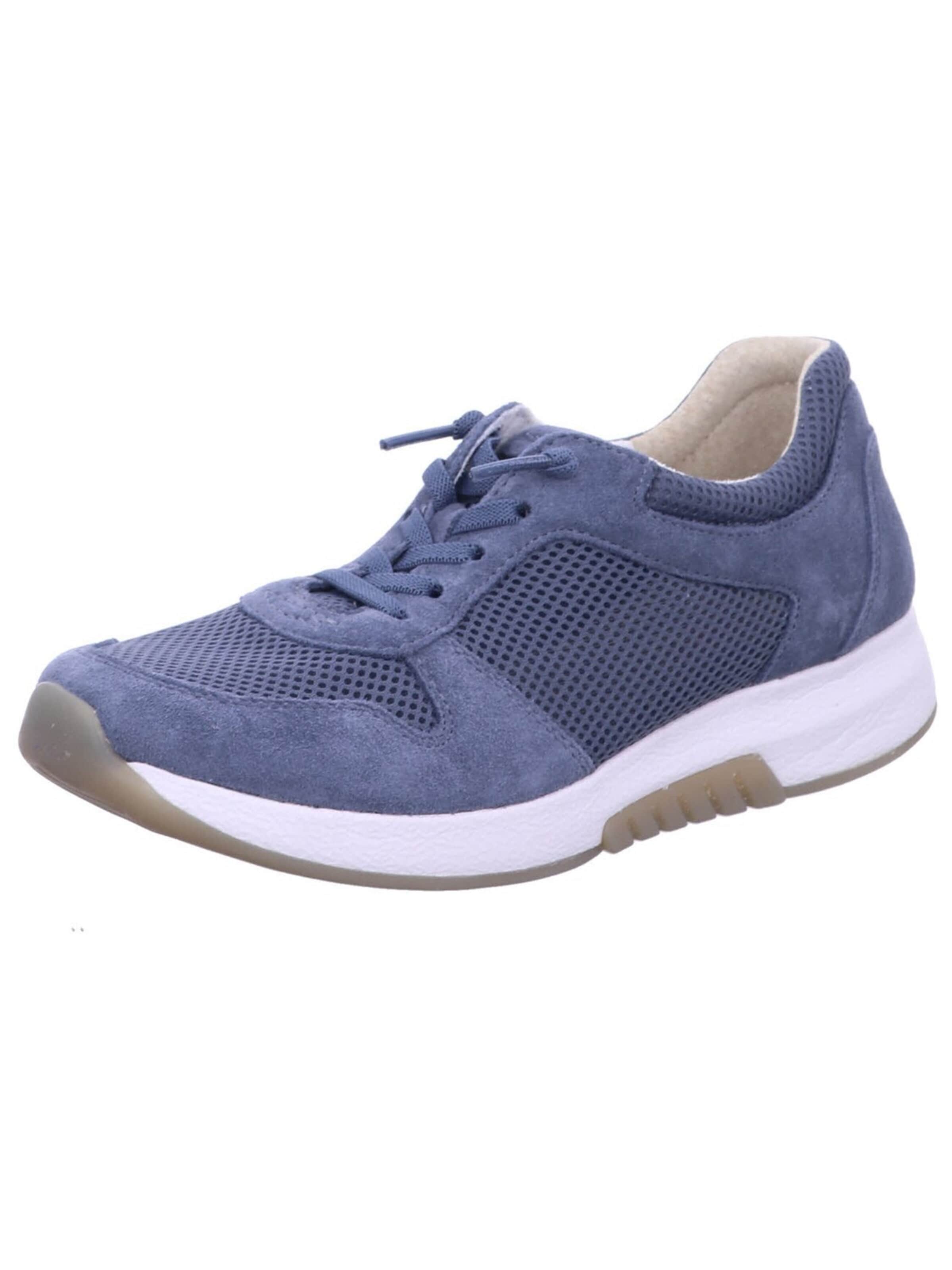 Gabor Comfort Sneakers 'Komfort Schnürschuh Damen 66.946 34 Echtleder in blau' in Blue: front