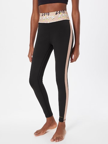 DELICATELOVE Skinny Workout Pants 'Love' in Black: front