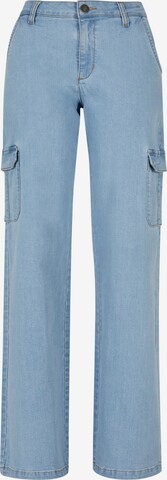 Urban Classics Wide leg Cargojeans in Blauw: voorkant