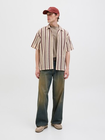 JACK & JONES Comfort fit Button Up Shirt in Beige