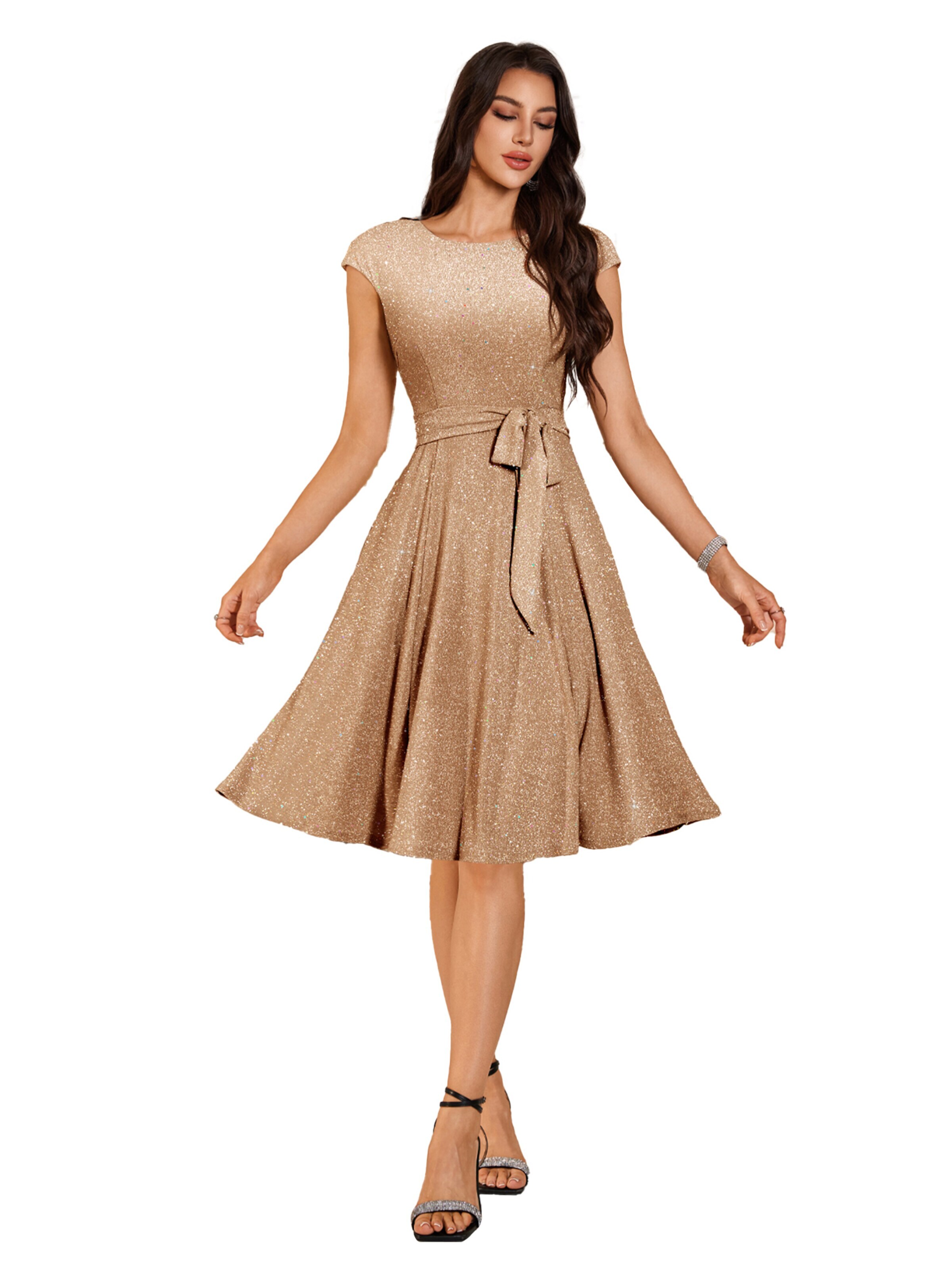 Zapaka Cocktail Dress in Beige