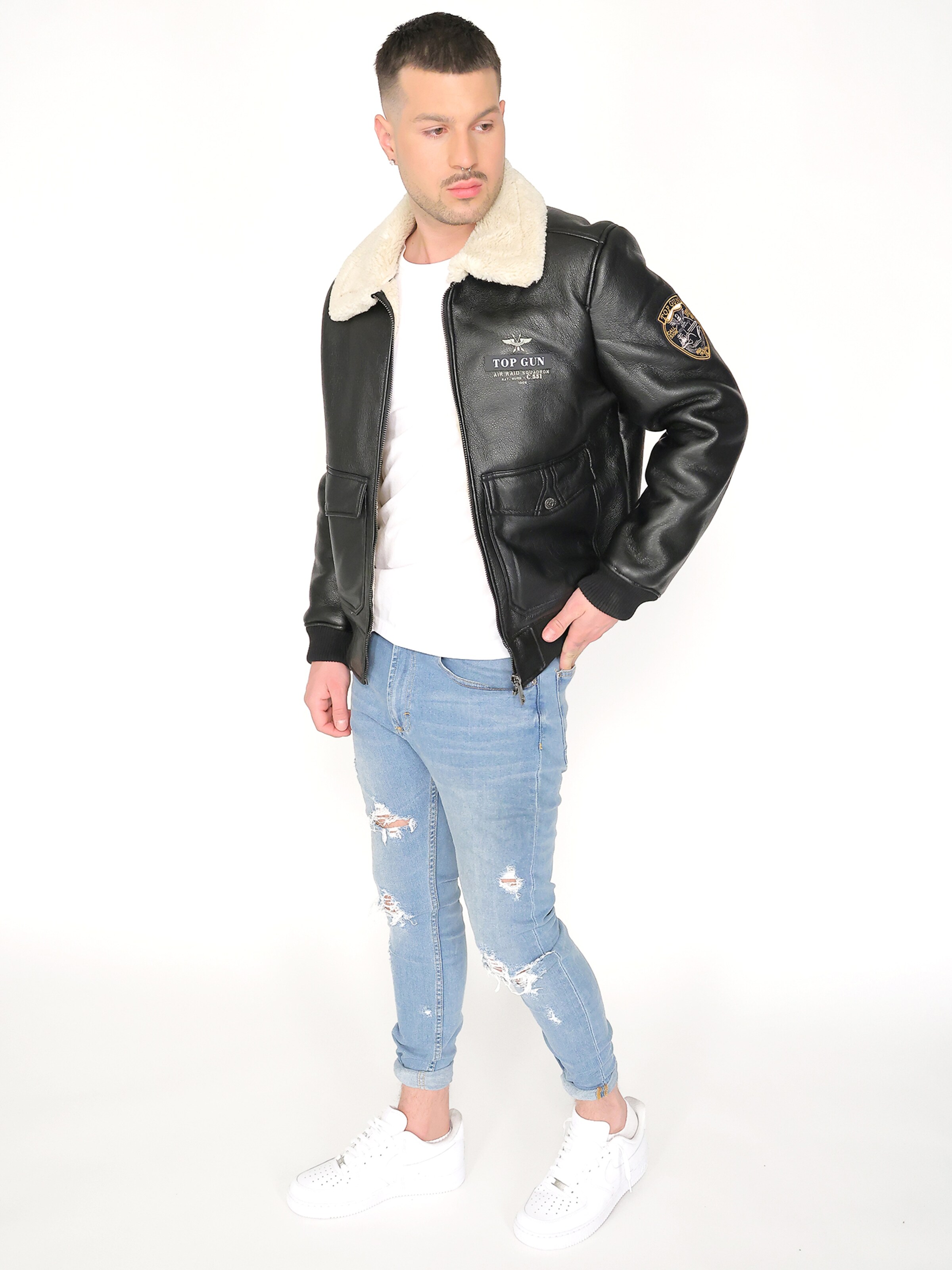 TOP GUN Lederimitatjacke ' TG20213035 ' in Schwarz