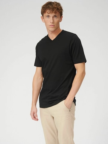 TEESHOPPEN Regular fit Button Up Shirt ' Basic V ' in Black: front