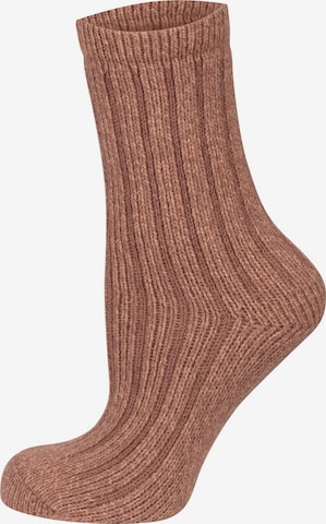 Nur Die Sokken ' Supersoft Rippe ' in Bruin: voorkant