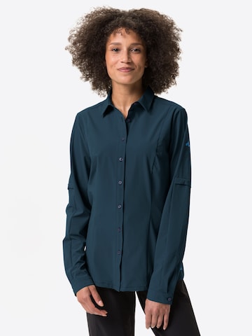 VAUDE Athletic Button Up Shirt in Blue: front