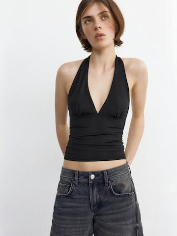 Pull&BearTop - crna boja: prednji dio