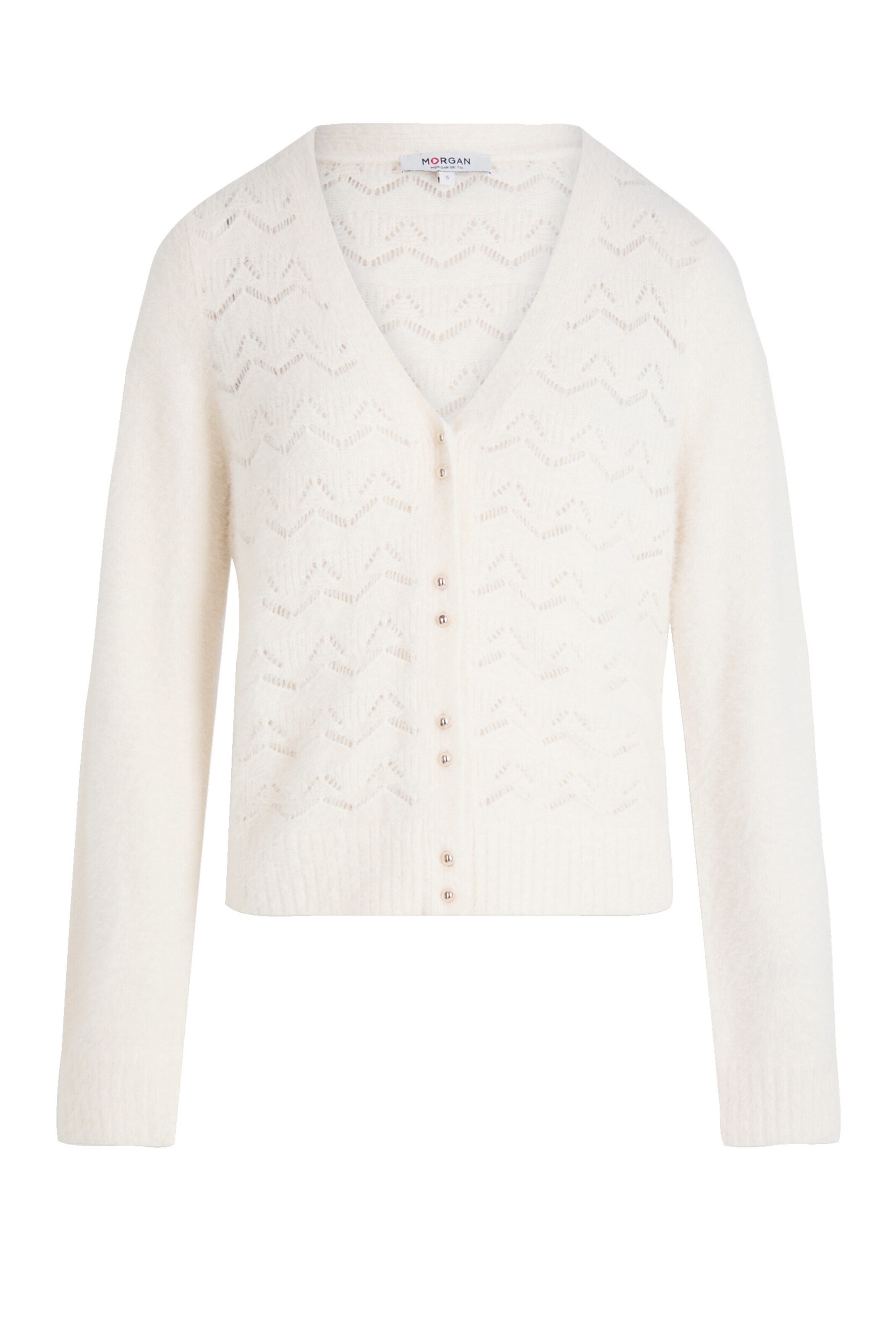 Morgan De Toi Knit cardigan in White: front