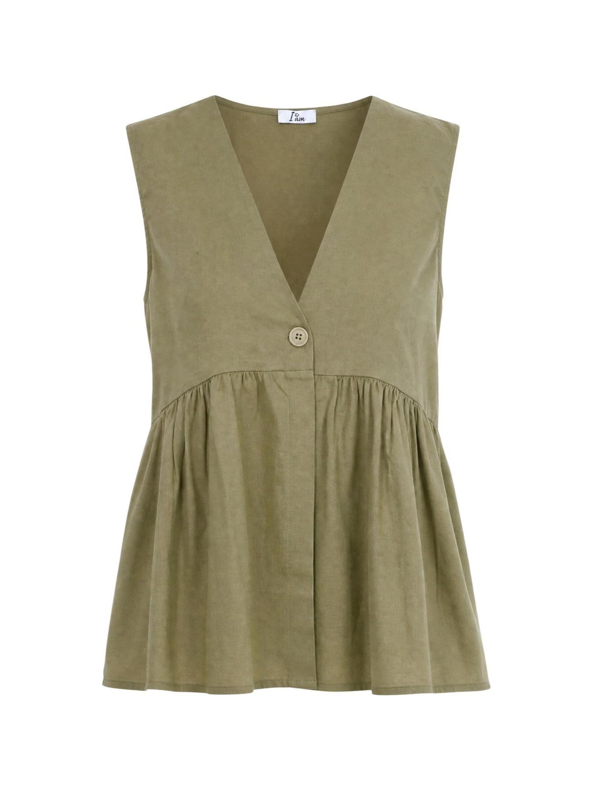 Camicia da donna 'Gilet Lino Bottoni 17589' di I AM in verde