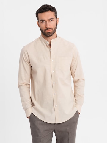Ombre Comfort fit Zakelijk overhemd in Beige: voorkant