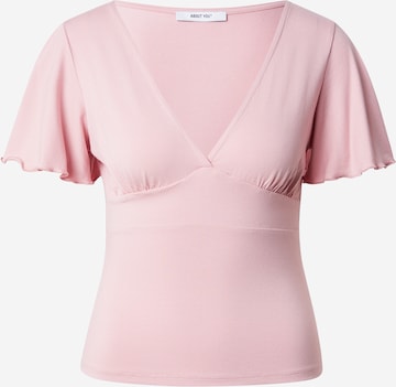 ABOUT YOU T-shirt 'Caren' i rosa: framsida