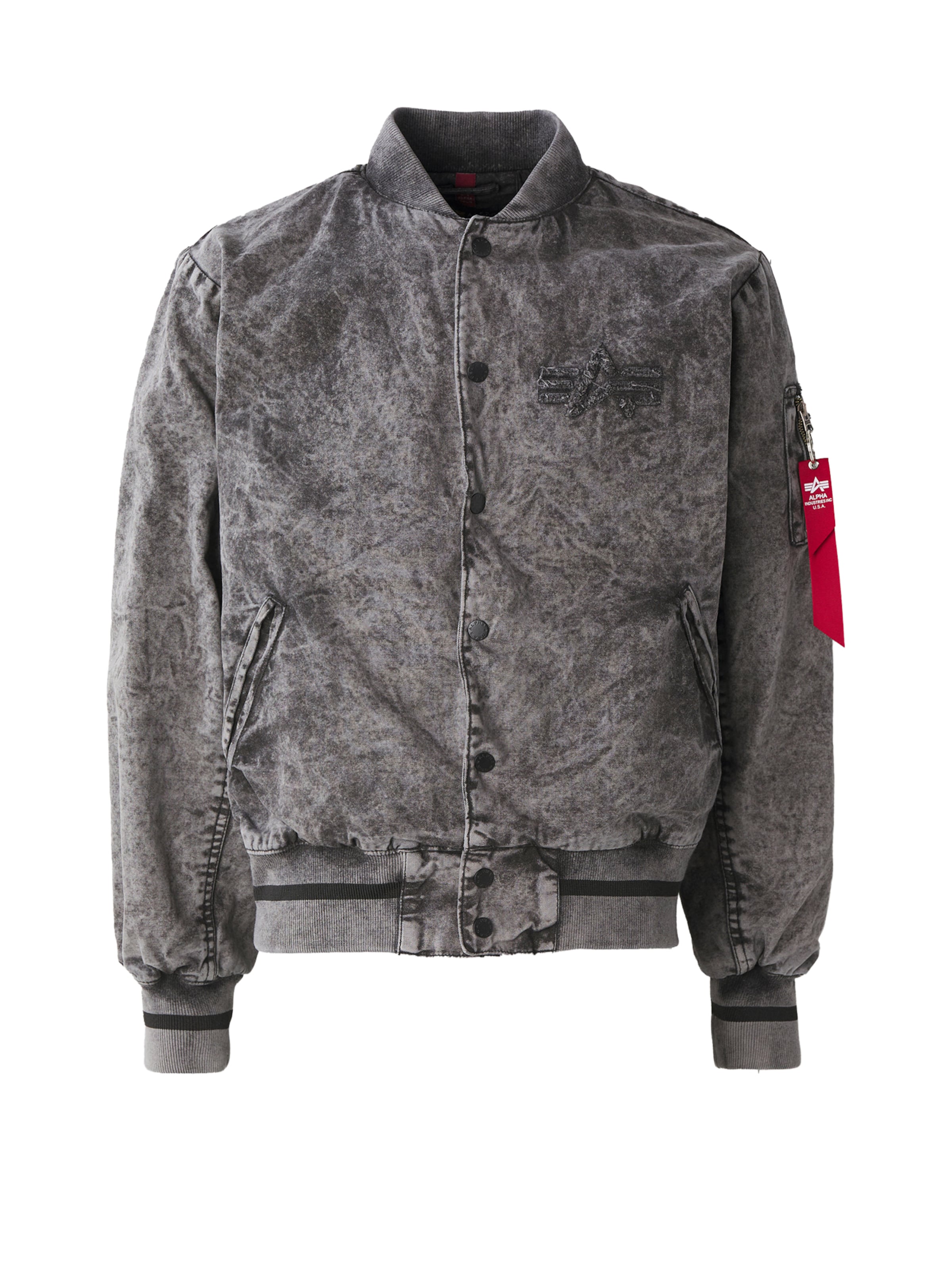 ALPHA INDUSTRIES Демисезонная куртка в размере XXL в Джинсовый серый / Черный меланж, Обзор товара